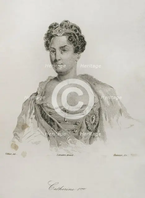 Catherine I of Russia (1684-1727), 1839.  Creators: Augustin François Lemaitre, Pannier.