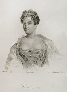 Catherine I of Russia (1684-1727), 1839. Creators: Augustin François Lemaitre, Pannier