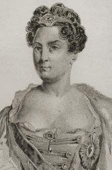Catherine I of Russia (1684-1727), 1839. Creators: Augustin François Lemaitre, Pannier