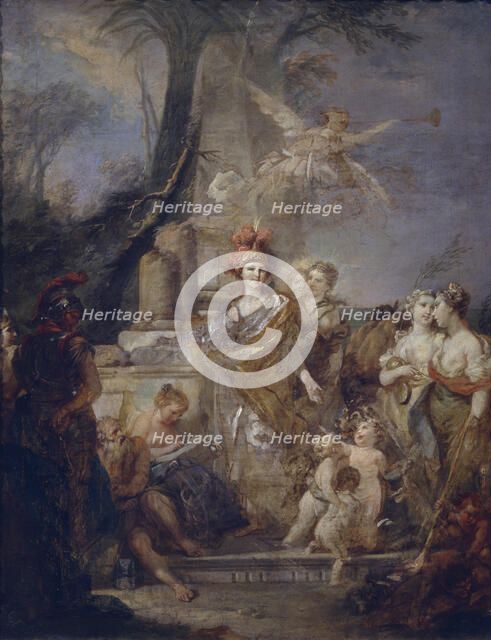 Catherine II as Minerva in the Circle of the Muses. Artist: Torelli, Stefano (1712-1784)