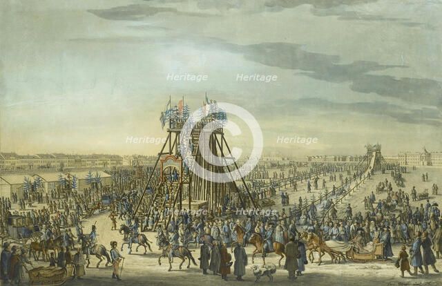 Catherine the Great Visiting the Ice Mountain in Saint Petersburg, 1788. Artist: Paterssen, Benjamin (1748-1815)