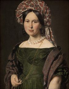 Cathrine Jensen, née Lorenzen, the Artist's Wife Wearing a Turban, 1842-1844. Creator: Christian Albrecht Jensen