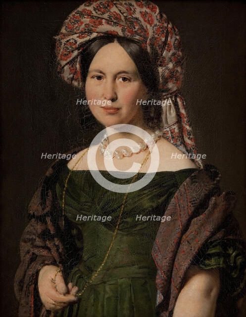 Cathrine Jensen, née Lorenzen, the Artist's Wife Wearing a Turban, 1842-1843. Artist: Jensen, Christian Albrecht (1792-1870)
