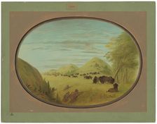 Catlin and Two Companions Shooting Buffalo, 1861/1869. Creator: George Catlin