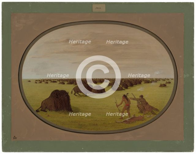 Catlin and Indian Attacking Buffalo, 1861/1869. Creator: George Catlin.