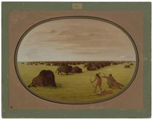Catlin and Indian Attacking Buffalo, 1861/1869. Creator: George Catlin