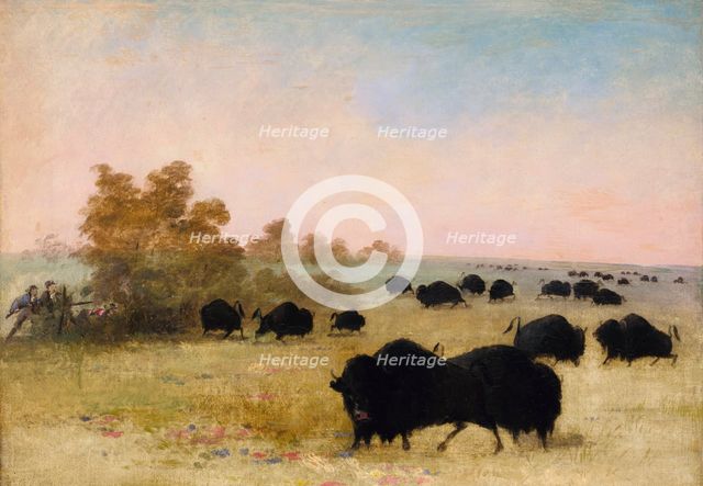 Catlin and Party Stalking Buffalo, Upper Missouri, 1846-1848. Creator: George Catlin.