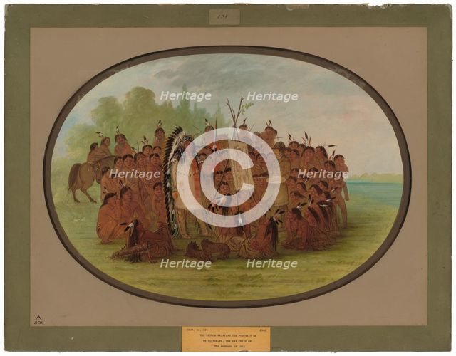 Catlin Painting the Portrait of Mah-to-toh-pa - Mandan, 1861/1869. Creator: George Catlin.