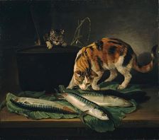 Cats and fish, 1781. Creator: Martin Ferdinand Quadal