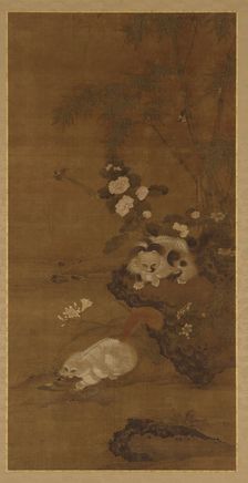 Cats, birds, and flowers, 15th century. Creator: Unknown