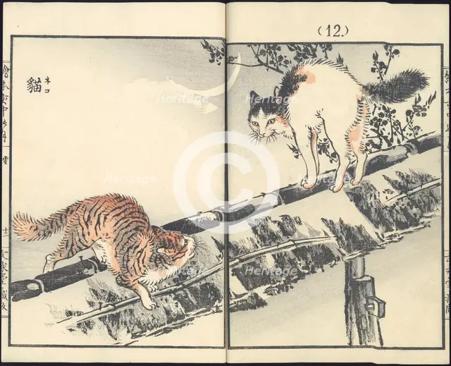Cats. From the series Inakanotsuki, 1889.