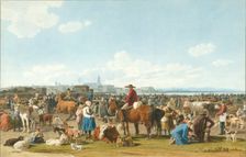 Cattle Market near Genua, 1820. Artist: Kobell, Wilhelm, Ritter von (1766-1853)