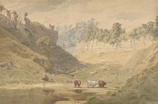 Cattle at a Watering Hole in a Valley, 1830-86. Creator: John Henry Mole