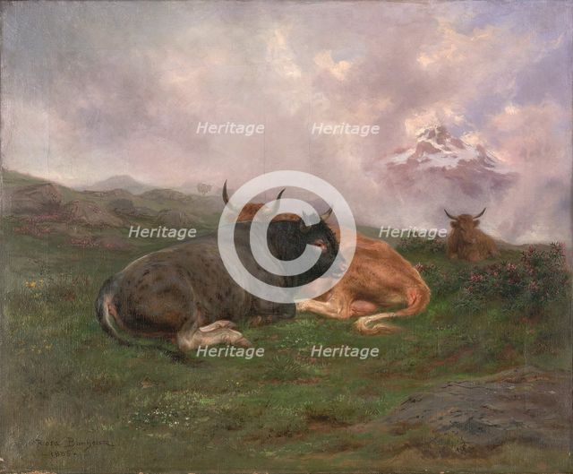 Cattle at Rest on a Hillside in the Alps, 1885. Creator: Rosa Bonheur.