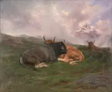 Cattle at Rest on a Hillside in the Alps, 1885. Creator: Rosa Bonheur