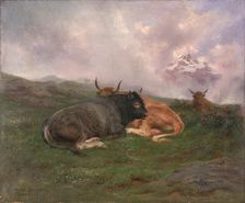 Cattle at Rest on a Hillside in the Alps, 1885. Creator: Rosa Bonheur