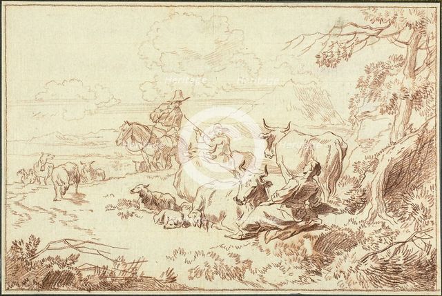Cattle and Sheep with Shepherds and Shepherdess, n.d. Creator: Abraham Jansz Begeyn.