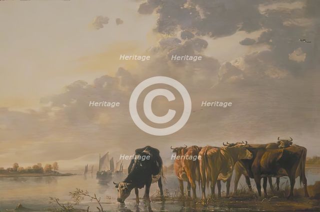 Cattle by a River, 1650. Creator: Aelbert Cuyp.