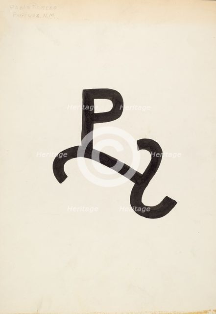 Cattle Brand, c. 1936. Creator: J.Henry Marley.
