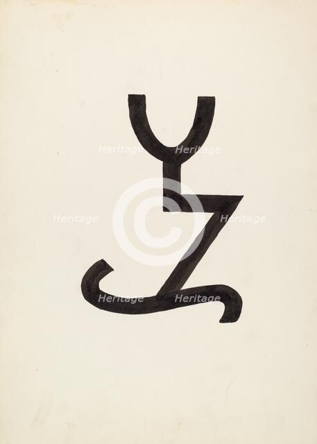 Cattle Brand, c. 1936. Creator: J.Henry Marley.