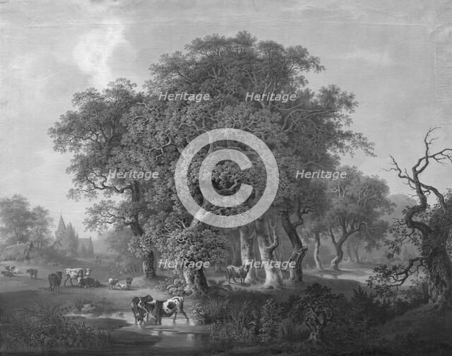 Cattle in a forest, 1817. Creator: Samuel Mygind.