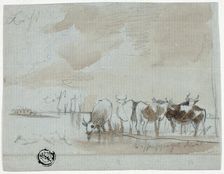 Cattle in Water, 18th century. Creator: Unknown