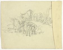 Cattle (recto); The Charlatan (verso), n.d. (recto); 1789/1843 (verso). Creator: William Henry Pyne