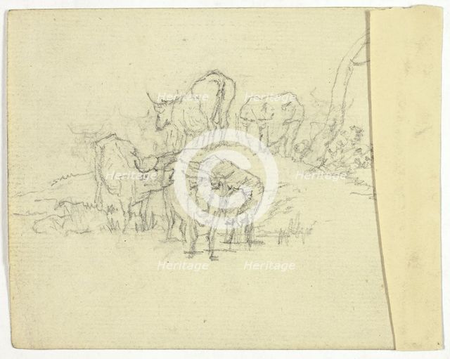 Cattle (recto); The Charlatan (verso), n.d. (recto); 1789/1843 (verso). Creator: William Henry Pyne.