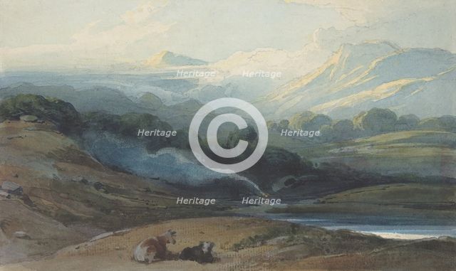 Cattle Resting in a Mountainous Landscape, ca. 1808-12. Creator: George Chinnery.