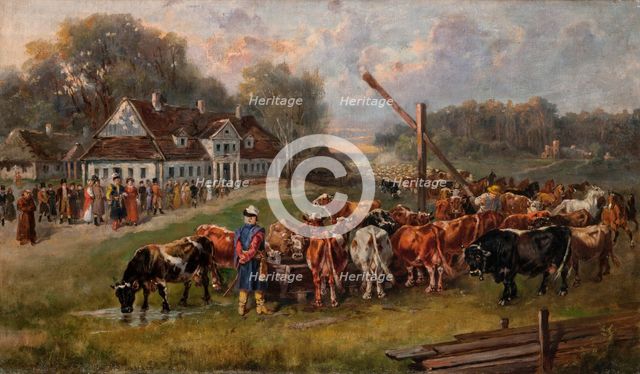 Cattle's Return, 1868. Creator: Jozef Brodowski.