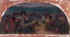 Cattle Thieves Surprised by Posse (mural study, Burns, Oregon Post Office), 1941. Creator: Jack Wilkinson