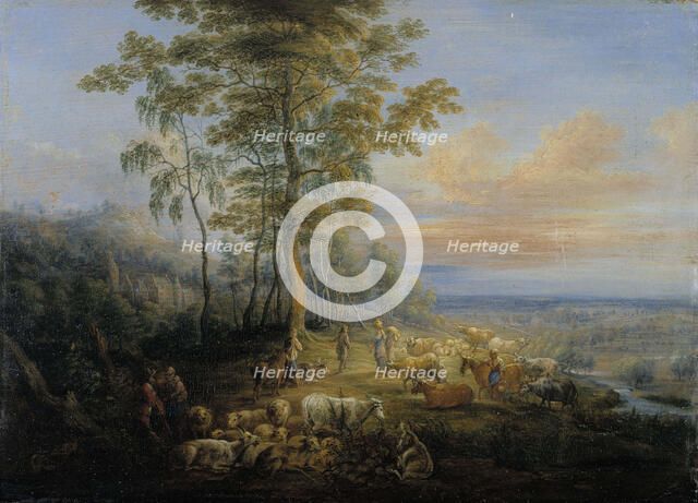 Cattle with cowherds, c1640s. Creator: Lucas van Uden.