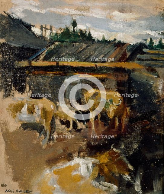 Cattle yard, 1886. Creator: Akseli Gallen-Kallela.