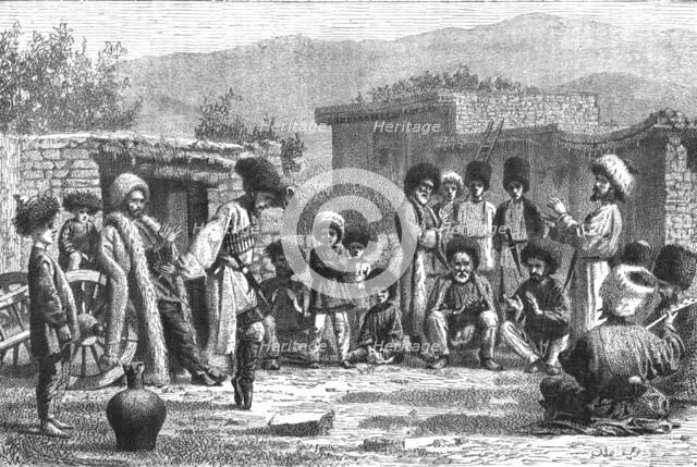 ''Caucasian mountaineers dancing the "Lesghinska"; The Caucasus', 1875. Creator: Unknown.
