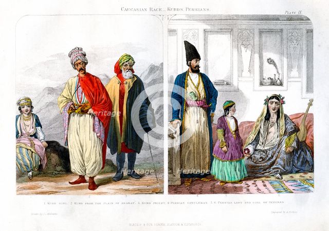 'Caucasian Race, Kurds and Persians', 1873.Artist: A Portier