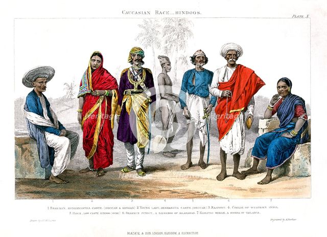 'Caucasian Race, Hindus', 1800-1900.Artist: A Portier