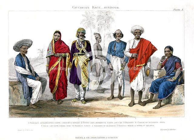 'Caucasian Race, Hindus', 1800-1900.Artist: A Portier