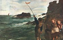 Caught by the Tide c1869, (c1902). Creator: Unknown