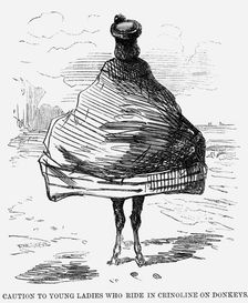 Caution to Young Ladies who ride in Crinoline on Donkeys 1860
