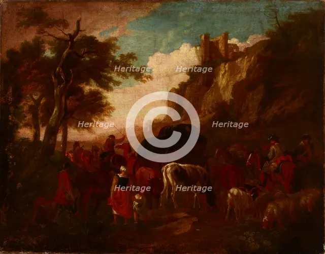 Cavalcade of Horsemen and a Herd of Cattle, 18th century. Creator: Unknown.