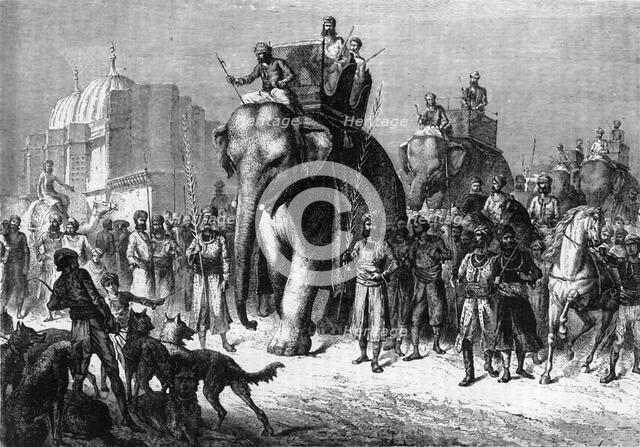 'Cavalcade Setting Out on a Tiger-Hunt', c1891. Creator: James Grant.