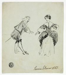 Cavalier and Lady, 1853. Creator: Simeon Solomon