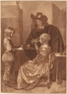 Cavalier and Lady with a Page, 1779, published 1781. Creator: Cornelis Brouwer
