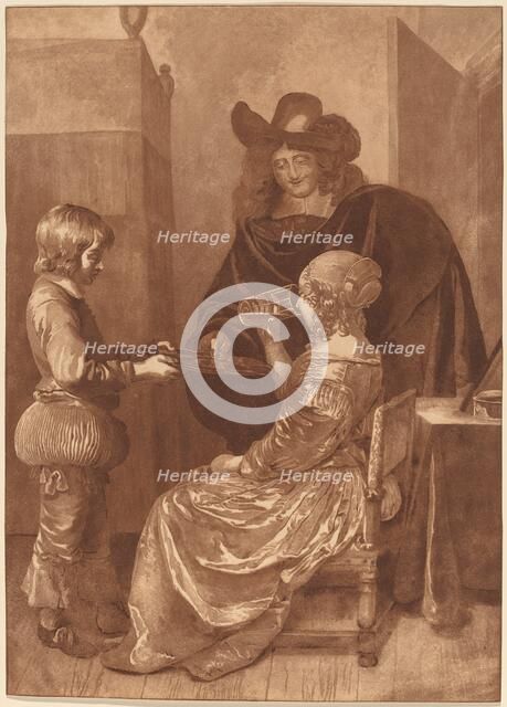 Cavalier and Lady with a Page, 1779, published 1781. Creator: Cornelis Brouwer.