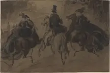 Cavalier and Two Ladies on Horseback. Creator: Constantin Guys