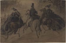 Cavalier and Two Ladies on Horseback. Creator: Constantin Guys