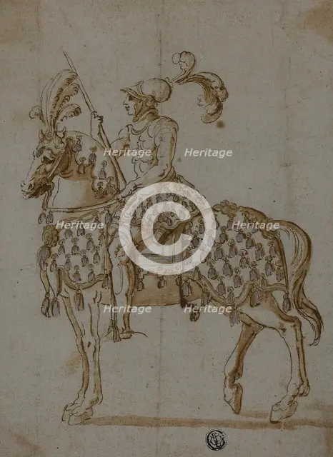 Cavalier in Tournament Costume on Horseback, n.d. Creator: Unknown.