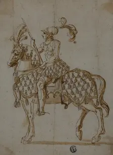 Cavalier in Tournament Costume on Horseback, n.d. Creator: Unknown