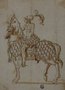 Cavalier in Tournament Costume on Horseback, n.d. Creator: Unknown