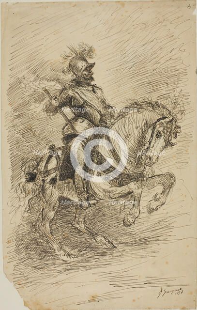 Cavalier on Horseback, 1874. Creator: Jules Jacquet.